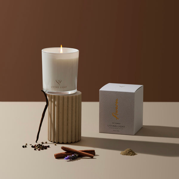 Cinnamon & Vanilla Soy Candle. 100% soy wax candle | Awaroa by Living Light