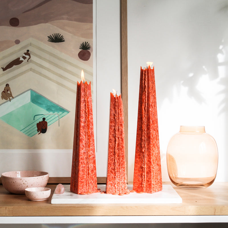 Red beeswax candles | Living Light