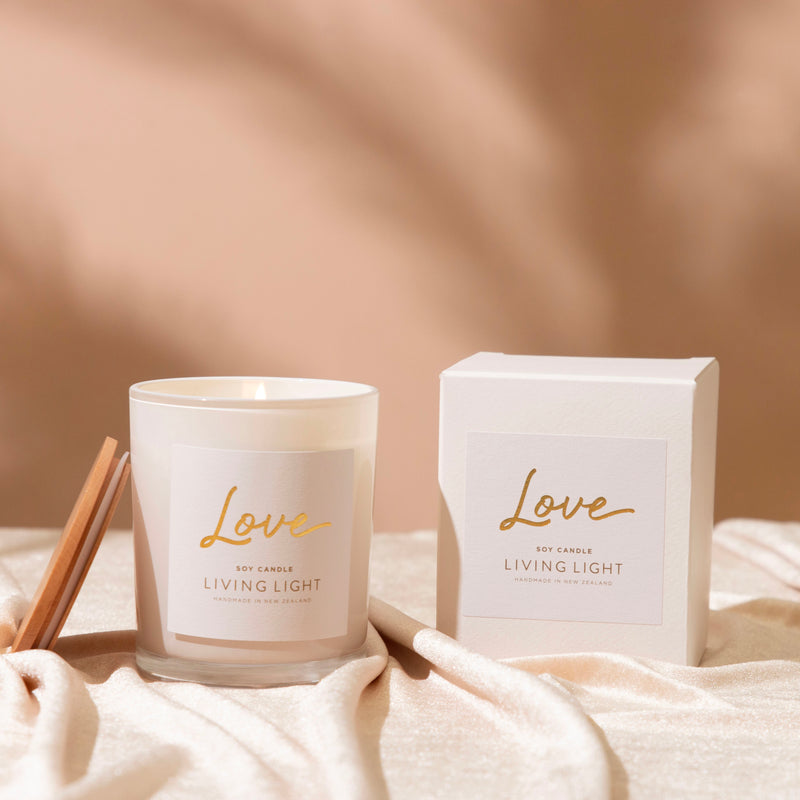 Living light love soy candle, handmade in Nz 