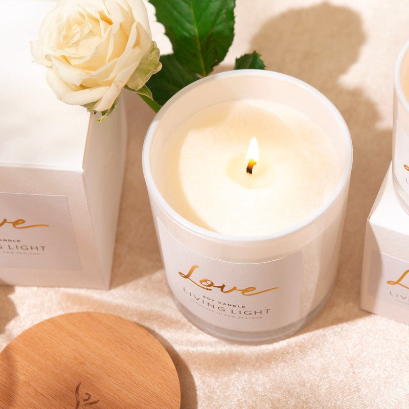 Living light love soy candle, handmade in Nz 