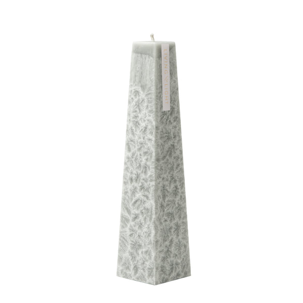 Living Light Black Iris Icicle Candle in grey crystalline wax with a sculptural taper design. Handmade in NZ using natural plant and beeswax.Living Light Black Iris Icicle Candle in grey crystalline wax with a sculptural taper design. Handmade in NZ using natural plant and beeswax.