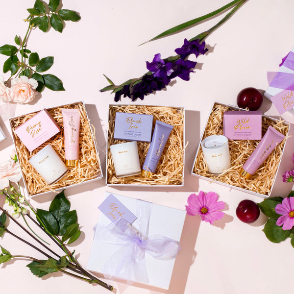 soy candle, soap and lotion gift stes