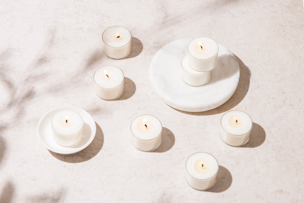 soy candle tea lights burning 